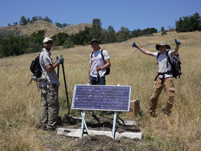 UCSB seismologists finish installing a new seismic station in the UCSB-managed Sedgwick Reserve.